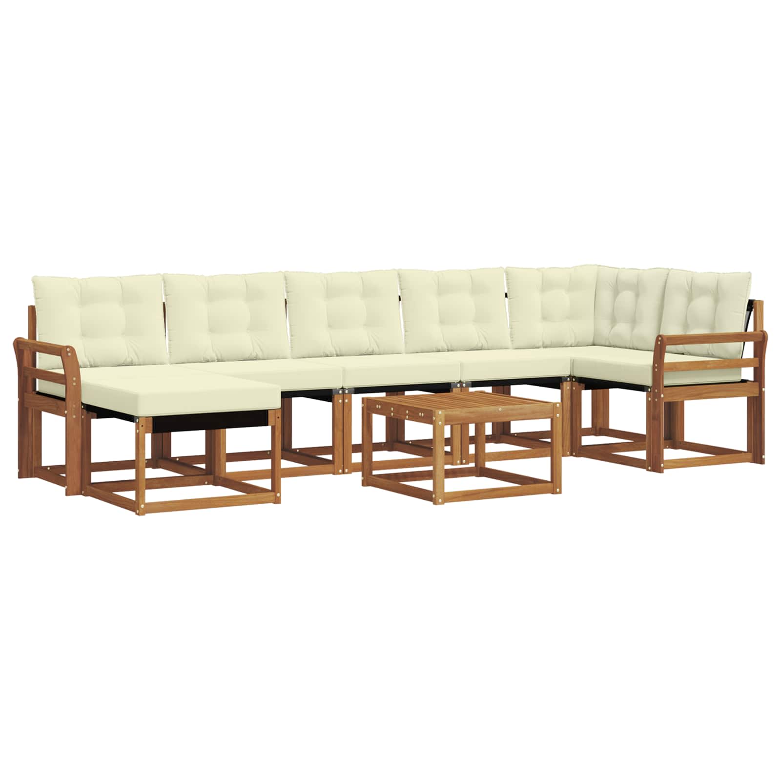 Outdoor-Sofagarnitur mit Kissen 8 pcs Natur und Creme