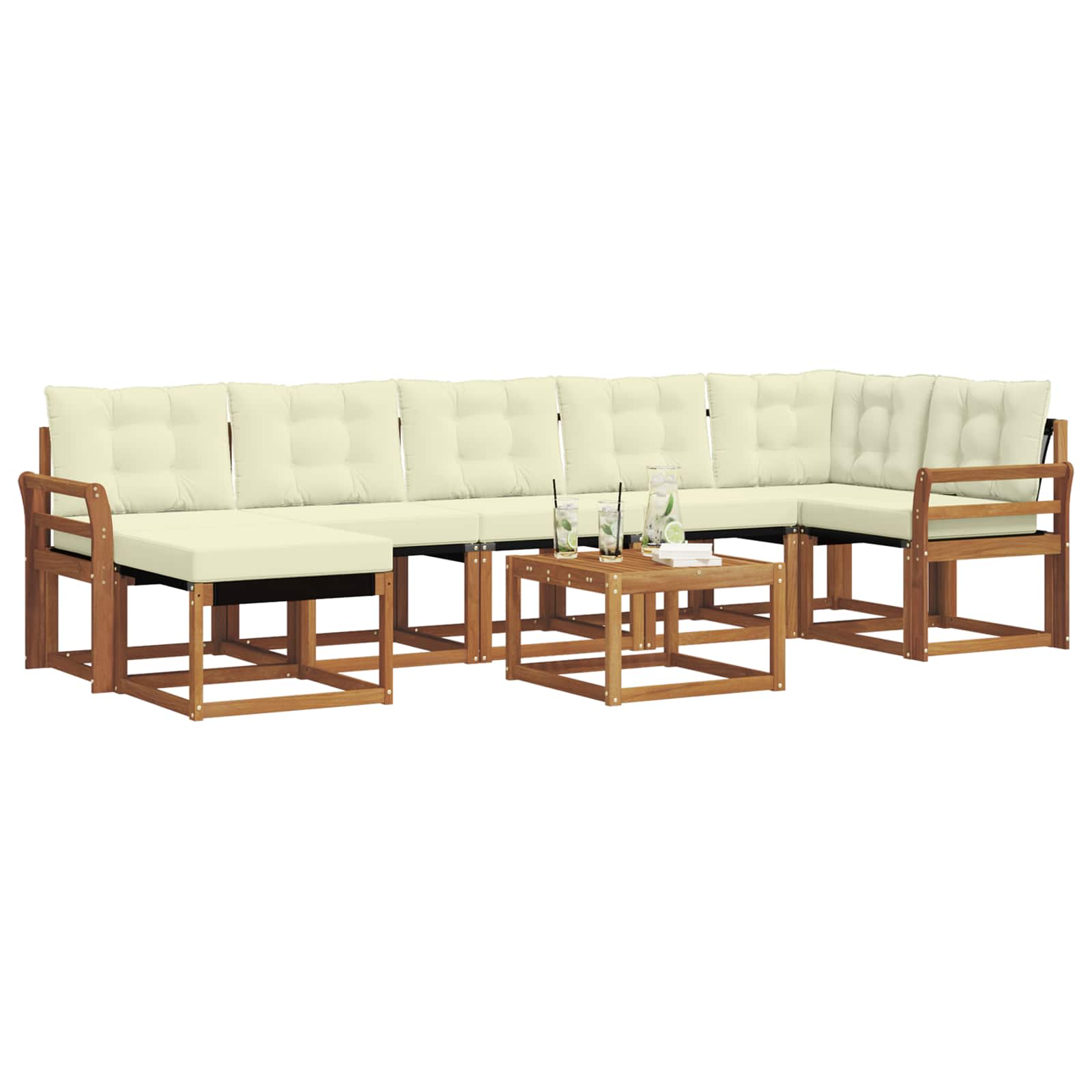 Outdoor-Sofagarnitur mit Kissen 8 pcs Natur und Creme