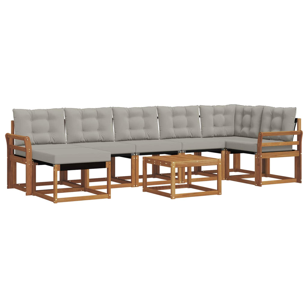Outdoor-Sofagarnitur mit Kissen 8 pcs Natürlich und Hellgrau