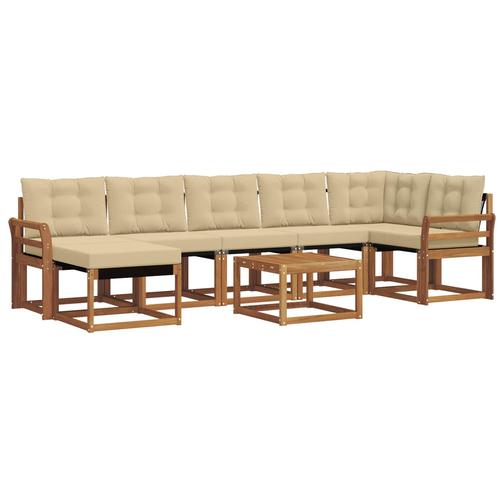 Outdoor-Sofagarnitur mit Kissen 8 pcs Natur und Beige