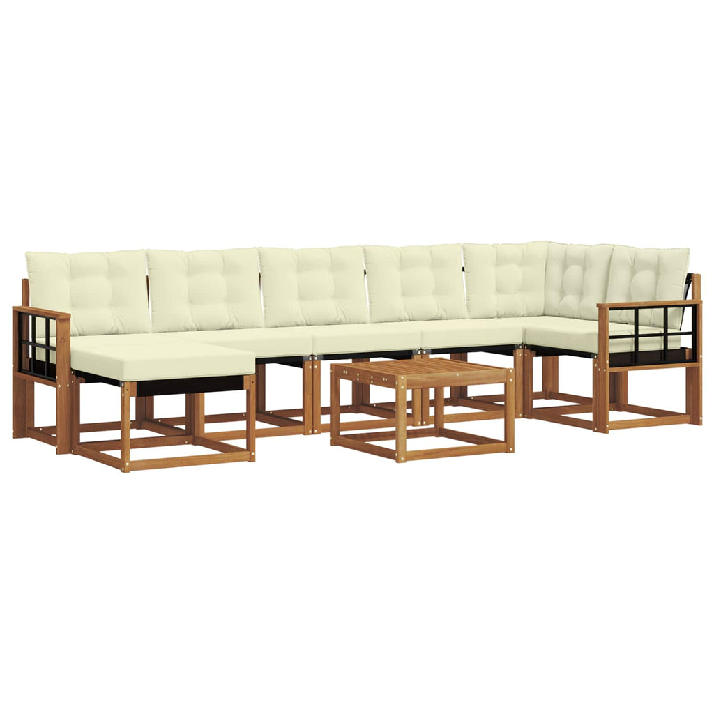 Outdoor-Sofagarnitur mit Kissen 8 pcs Natur und Creme