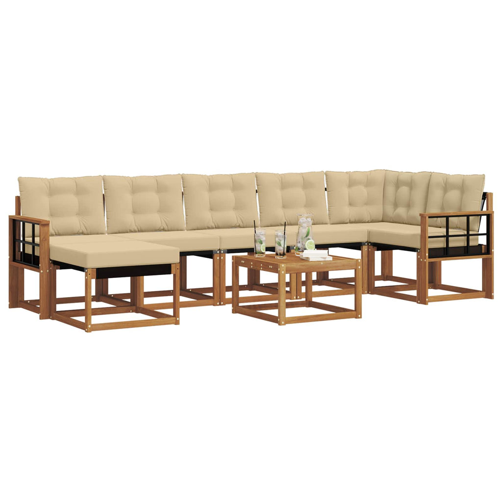 Outdoor-Sofagarnitur mit Kissen 8 pcs Natur und Beige