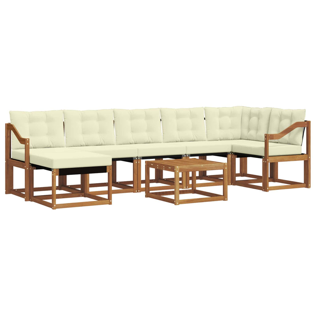 Outdoor-Sofagarnitur mit Kissen 8 pcs Natur und Creme