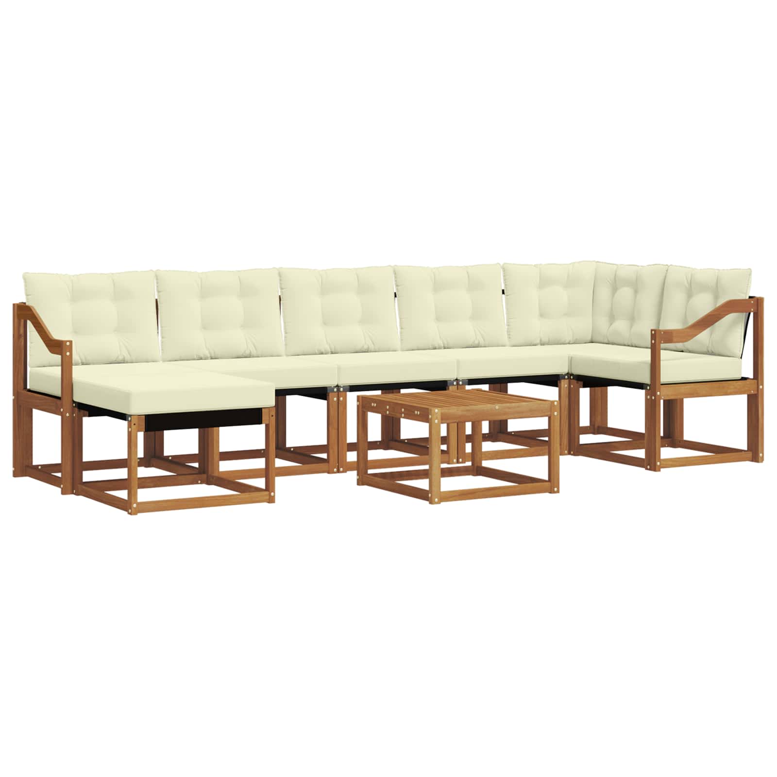 Outdoor-Sofagarnitur mit Kissen 8 pcs Natur und Creme