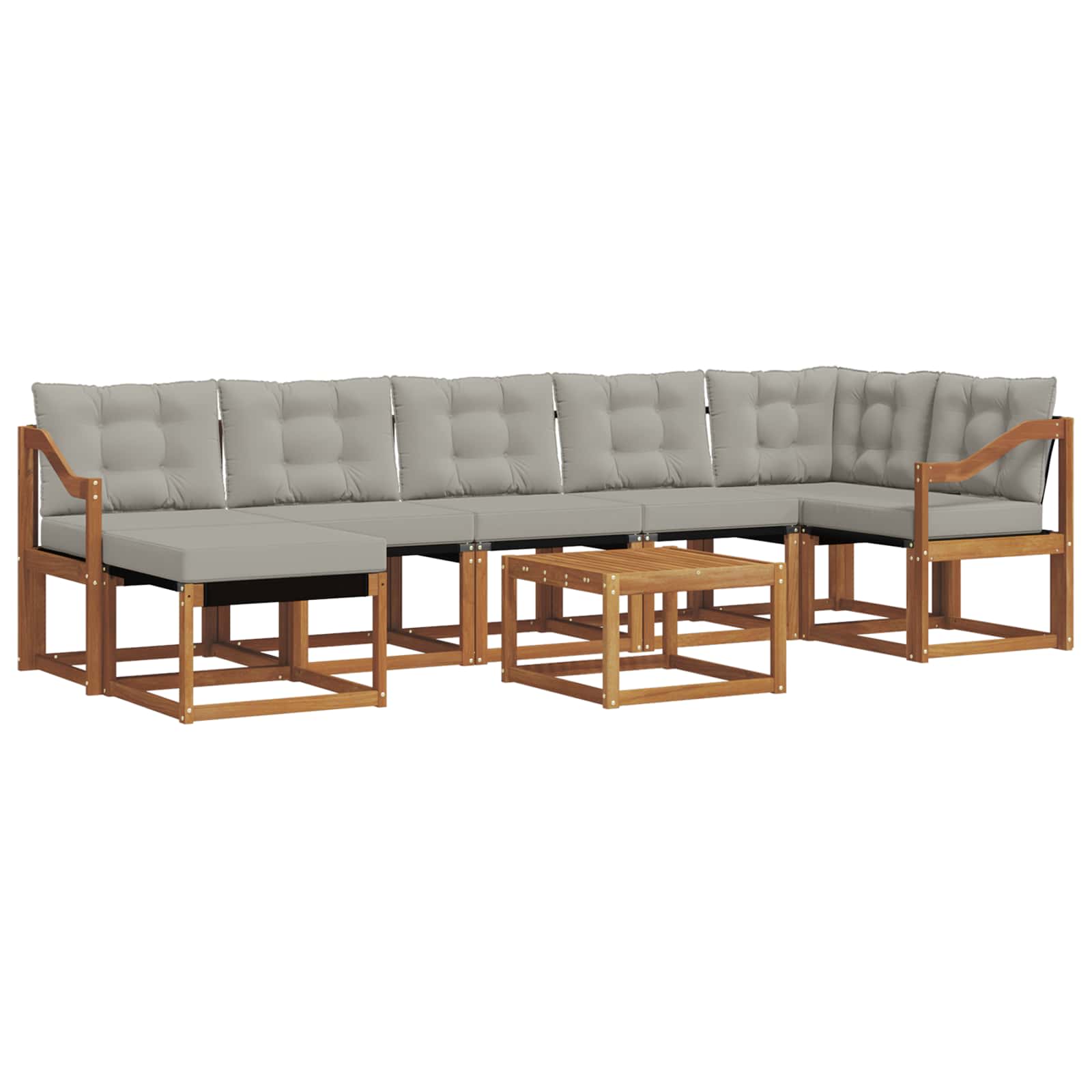 Outdoor-Sofagarnitur mit Kissen 8 pcs Natürlich und Hellgrau