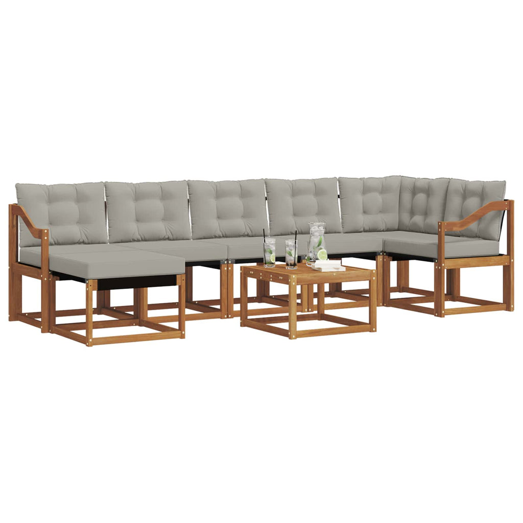 Outdoor-Sofagarnitur mit Kissen 8 pcs Natürlich und Hellgrau