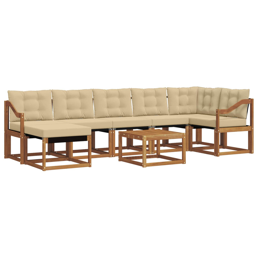 Outdoor-Sofagarnitur mit Kissen 8 pcs Natur und Beige