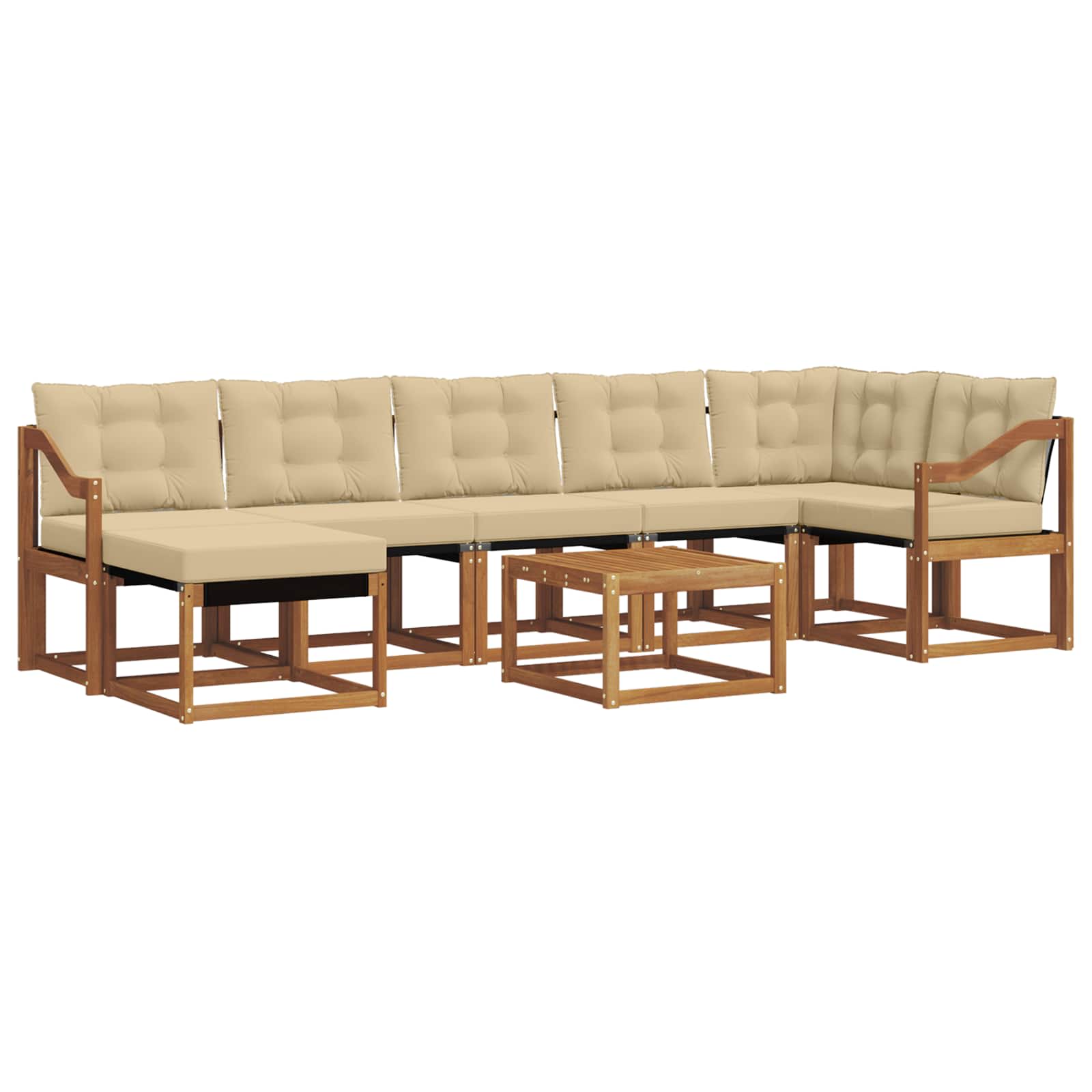 Outdoor-Sofagarnitur mit Kissen 8 pcs Natur und Beige