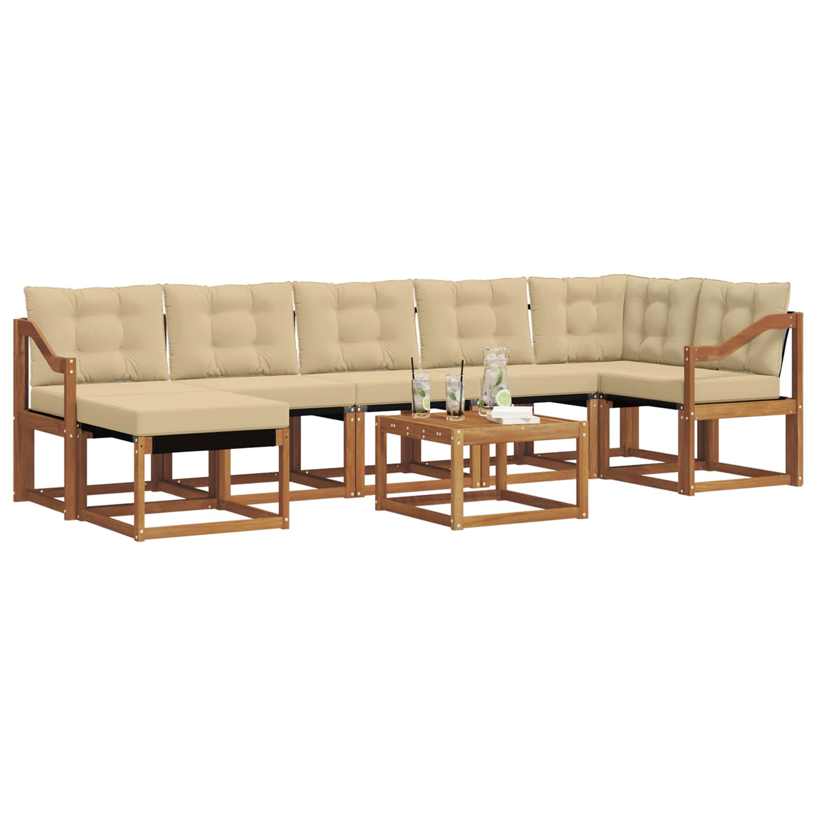 Outdoor-Sofagarnitur mit Kissen 8 pcs Natur und Beige