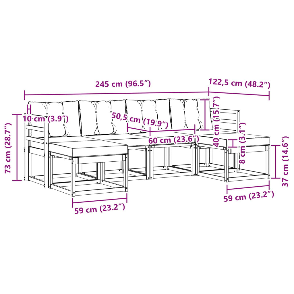 Outdoor-Sofagarnitur mit Kissen 6 pcs Natürlich und Hellgrau