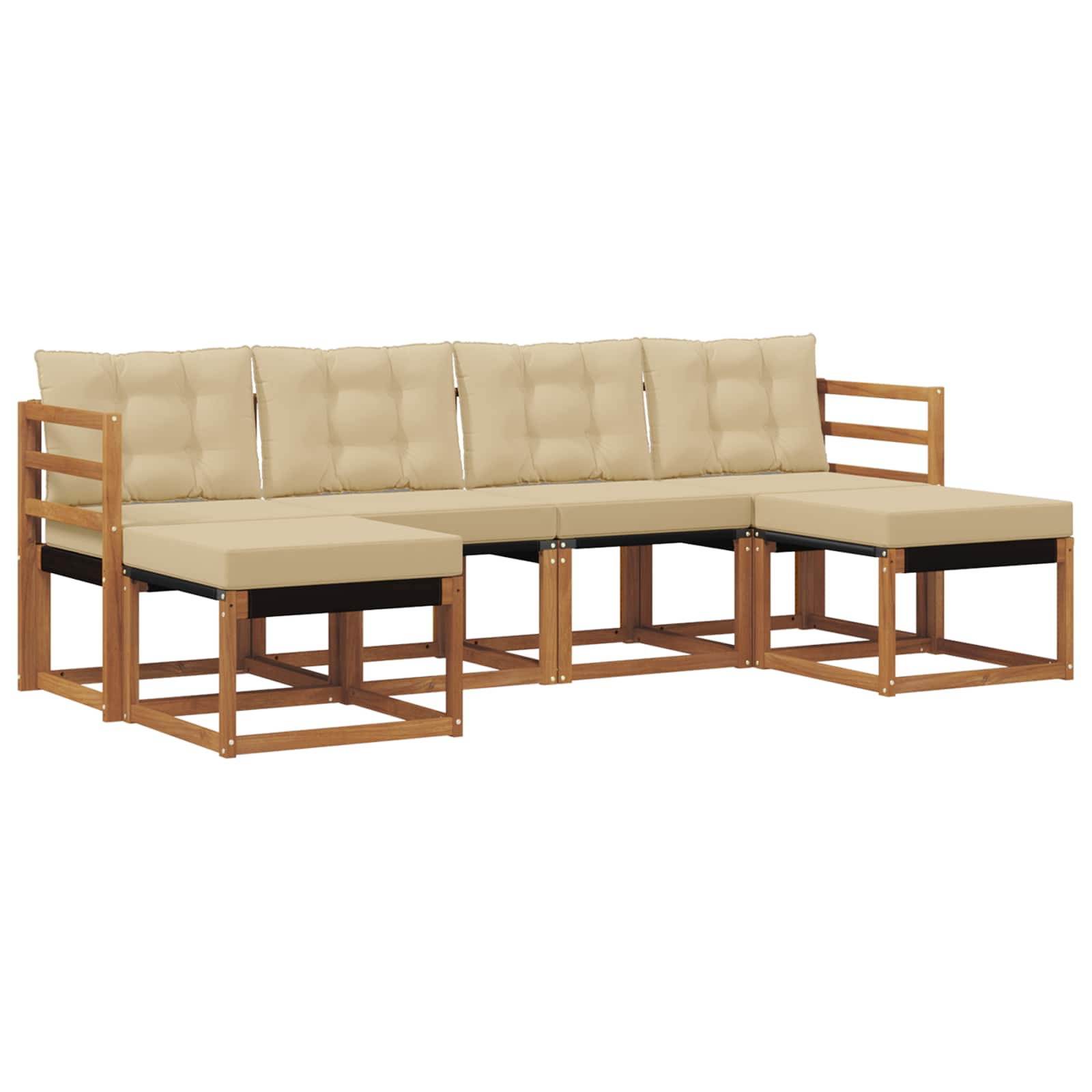 Outdoor-Sofagarnitur mit Kissen 6 pcs Natur und Beige