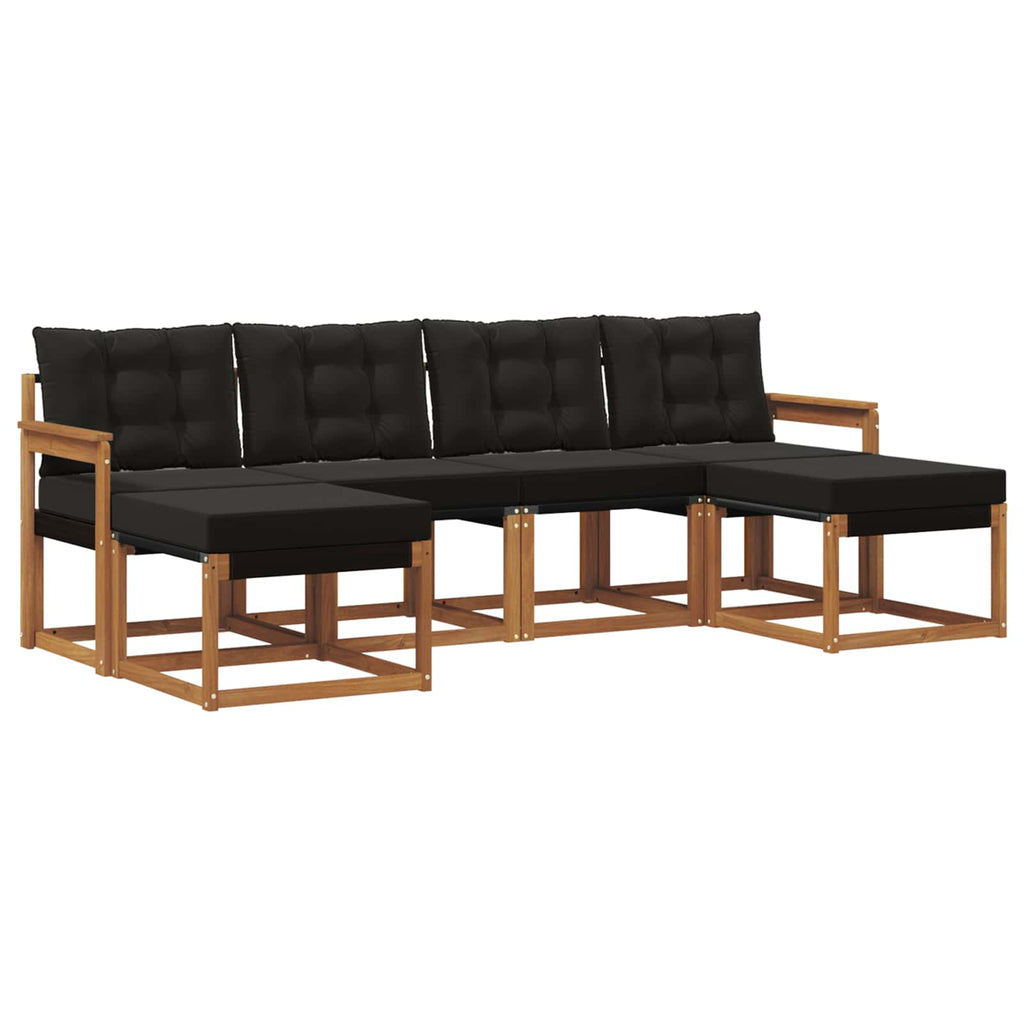 Outdoor-Sofagarnitur mit Kissen 6 pcs Natürlich und Schwarz