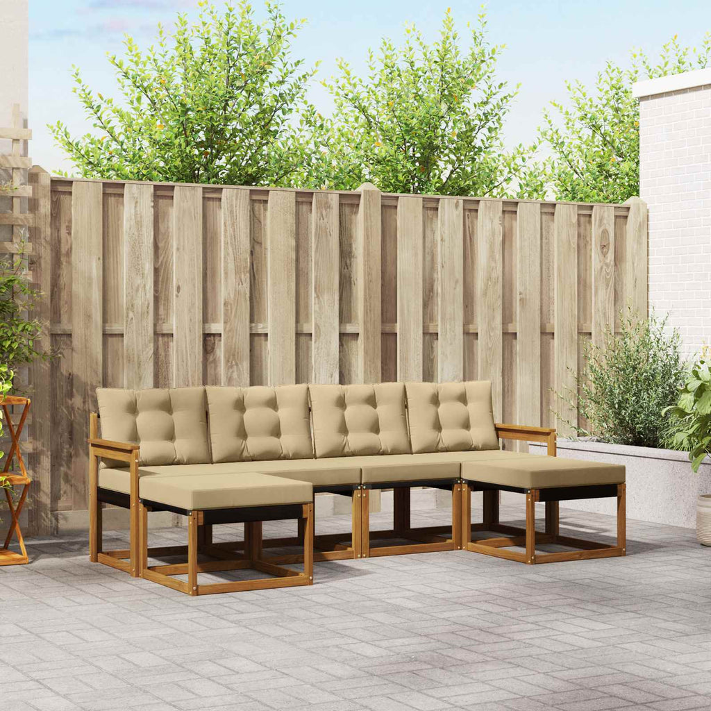 Outdoor-Sofagarnitur mit Kissen 6 pcs Natur und Beige