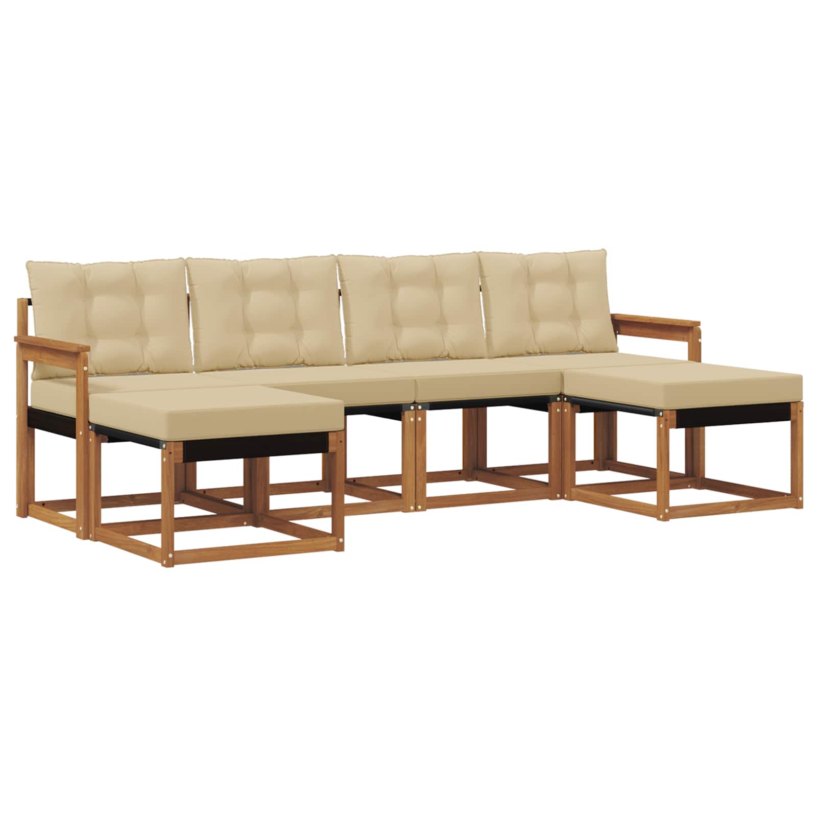 Outdoor-Sofagarnitur mit Kissen 6 pcs Natur und Beige