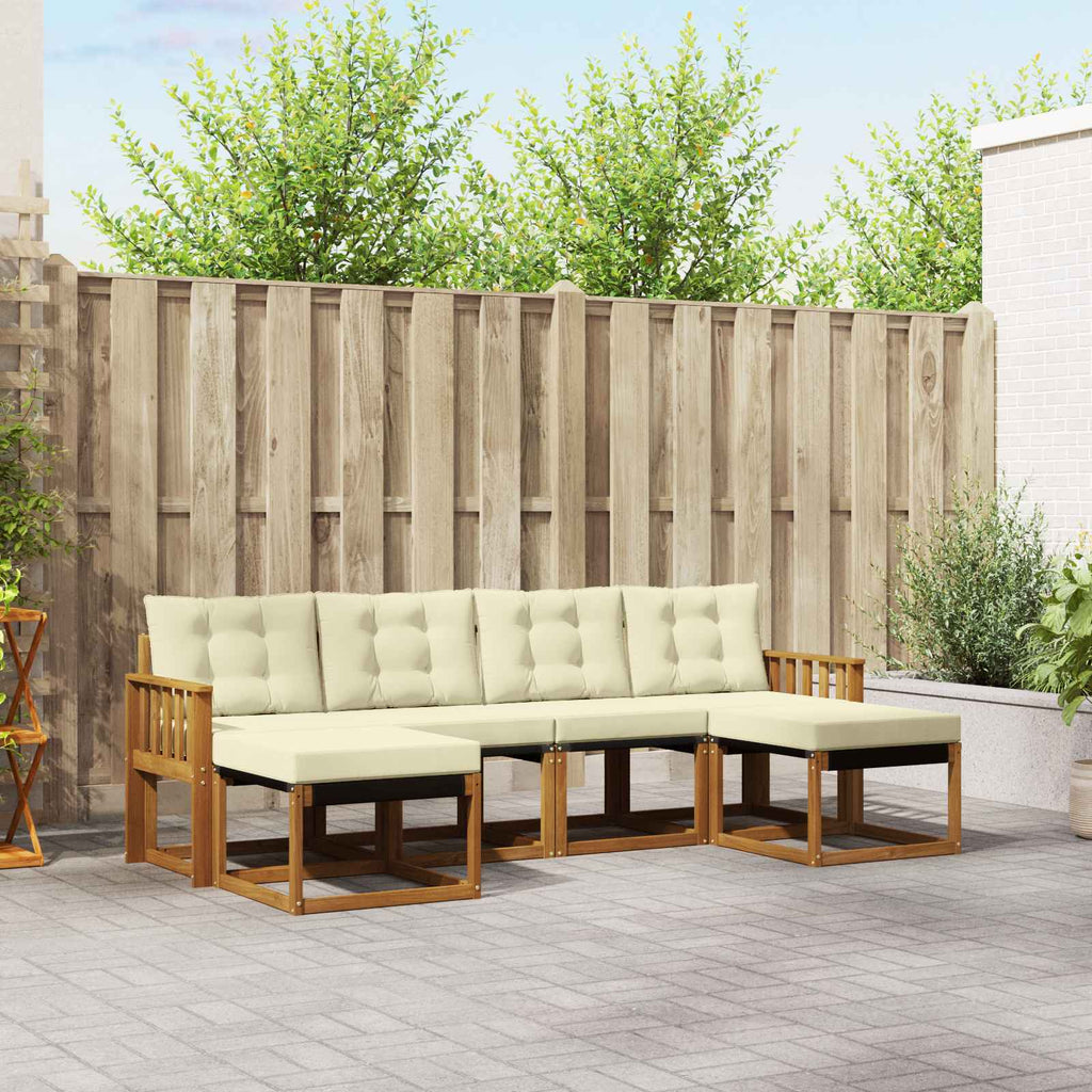 Outdoor-Sofagarnitur mit Kissen 6 pcs Natur und Creme