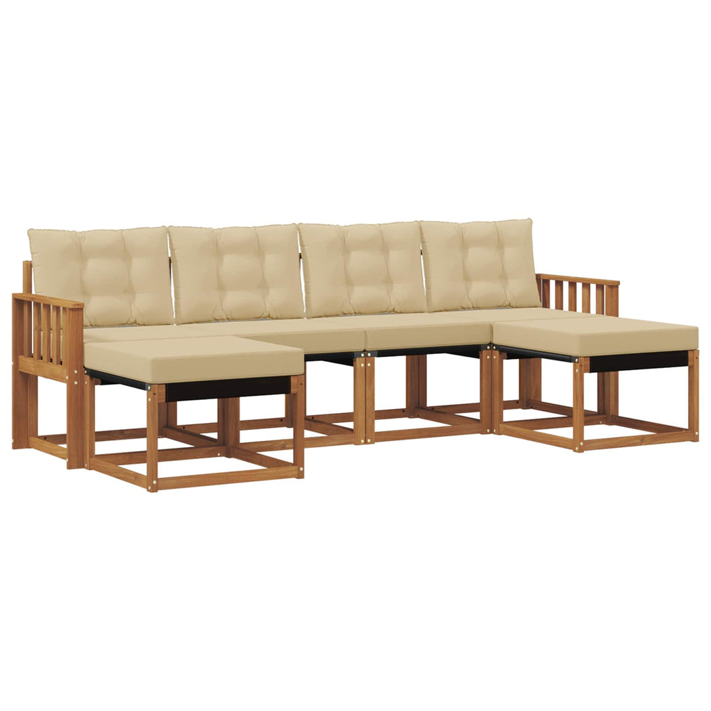 Outdoor-Sofagarnitur mit Kissen 6 pcs Natur und Beige