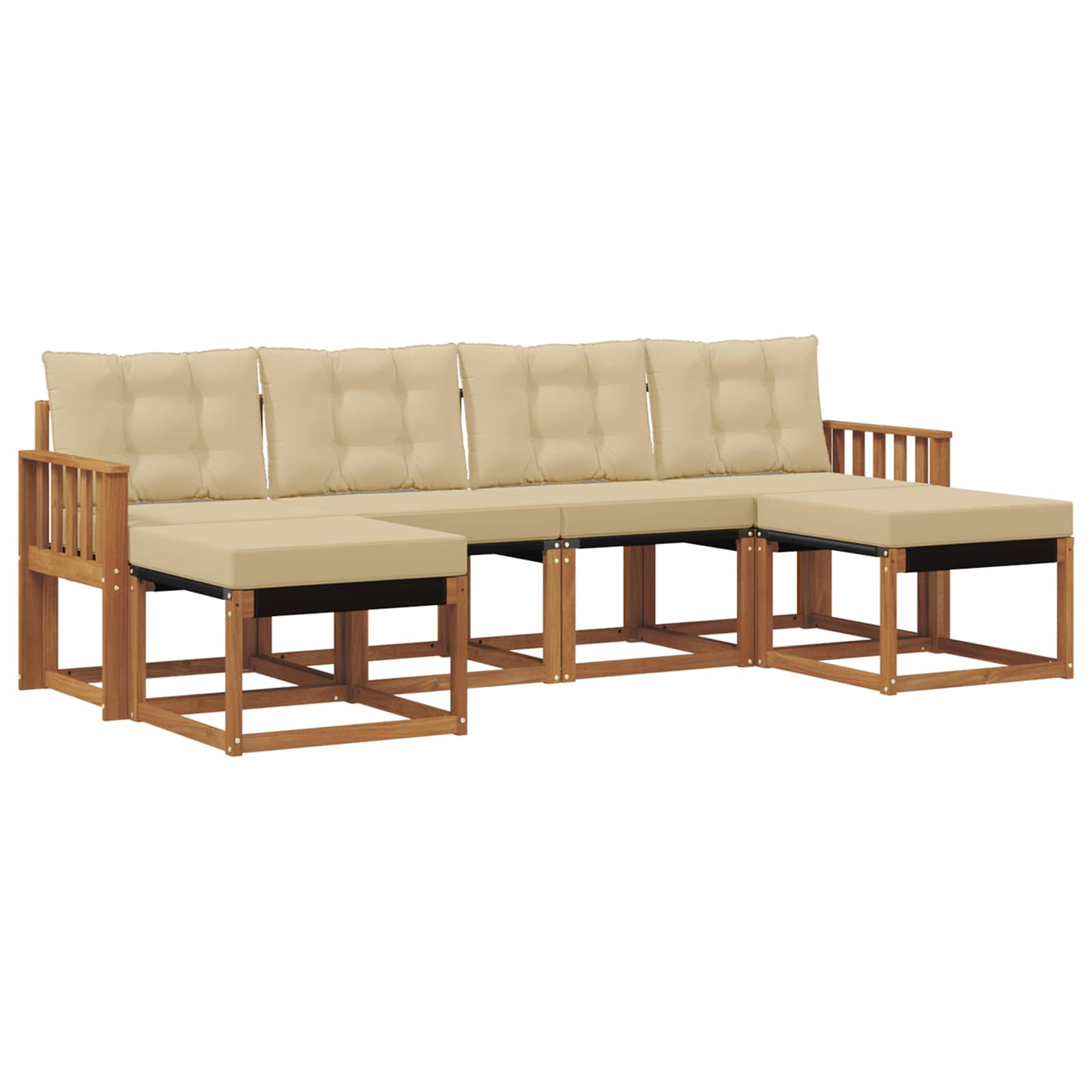 Outdoor-Sofagarnitur mit Kissen 6 pcs Natur und Beige