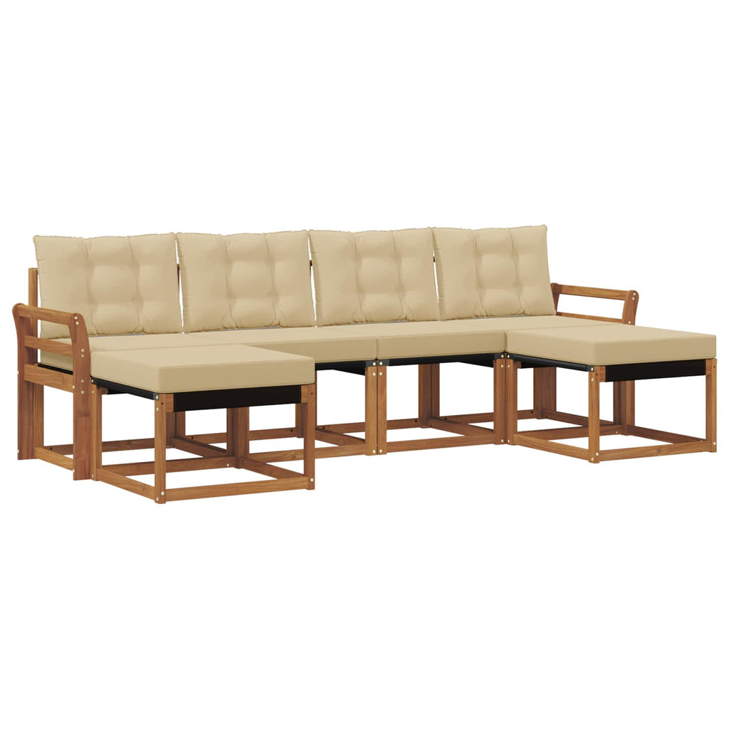 Outdoor-Sofagarnitur mit Kissen 6 pcs Natur und Beige