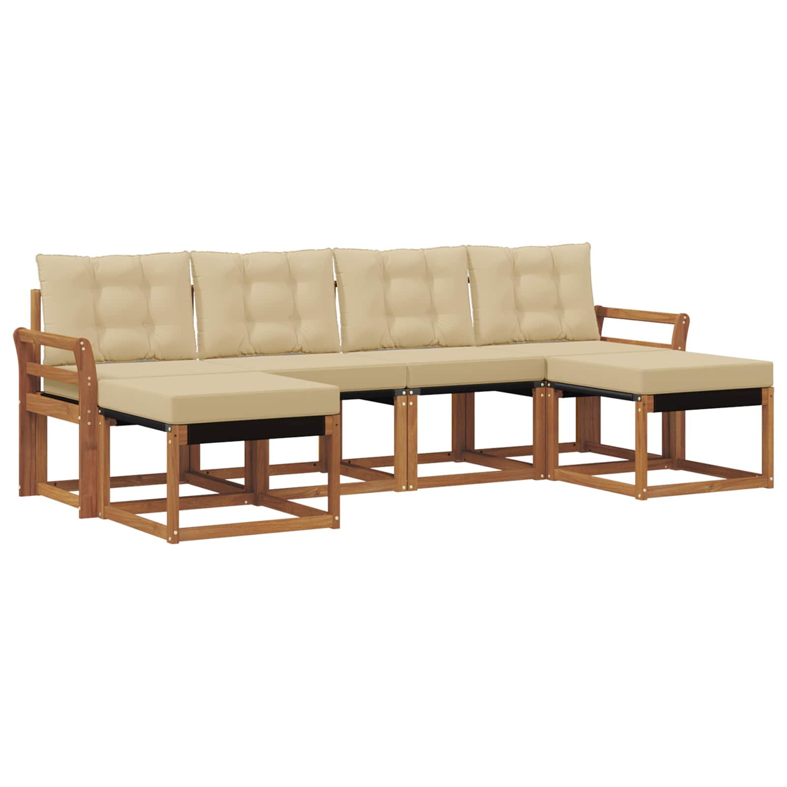 Outdoor-Sofagarnitur mit Kissen 6 pcs Natur und Beige