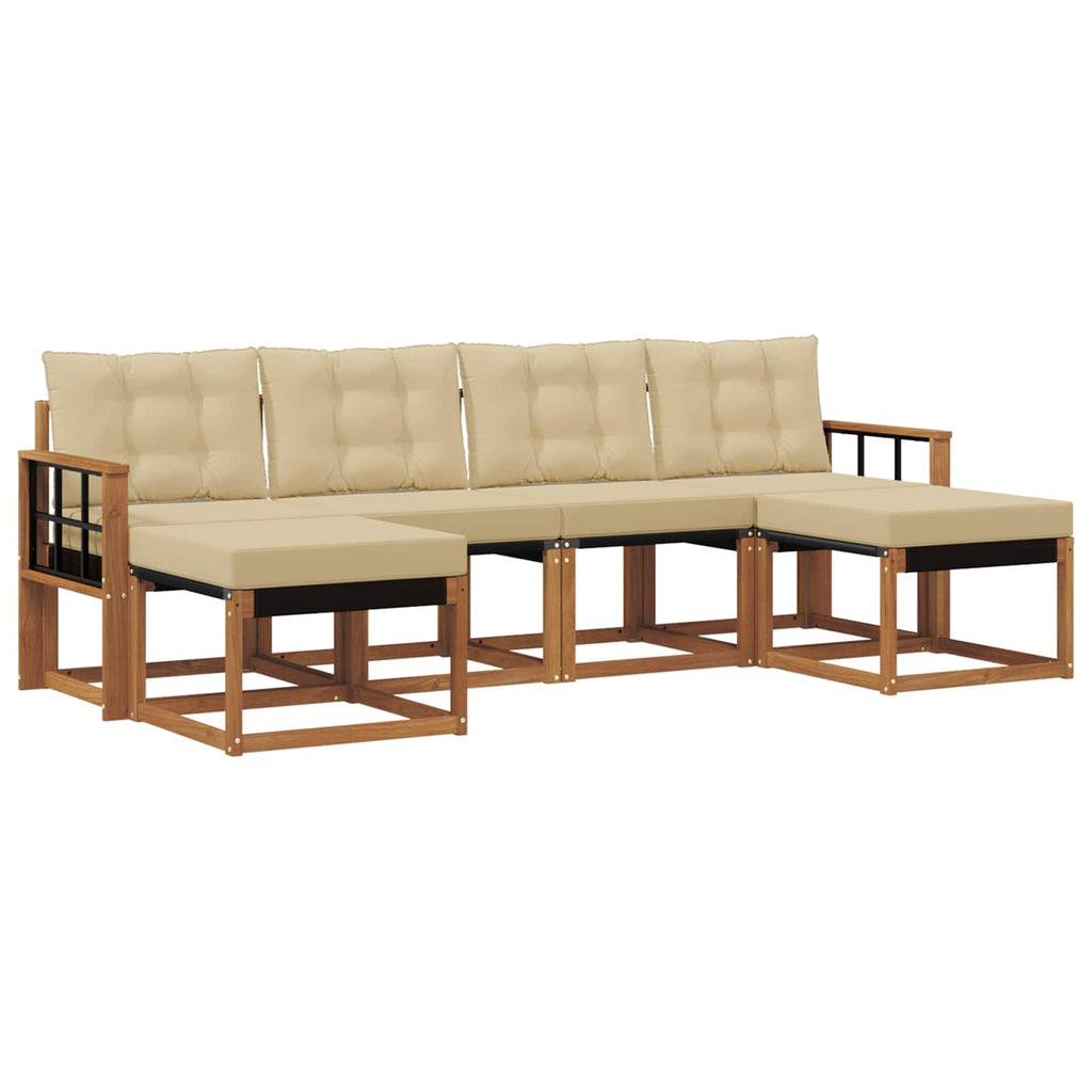Outdoor-Sofagarnitur mit Kissen 6 pcs Natur und Beige