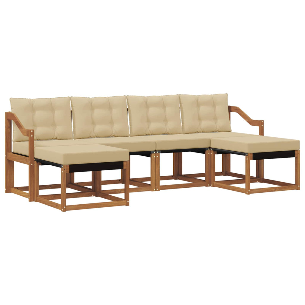 Outdoor-Sofagarnitur mit Kissen 6 pcs Natur und Beige