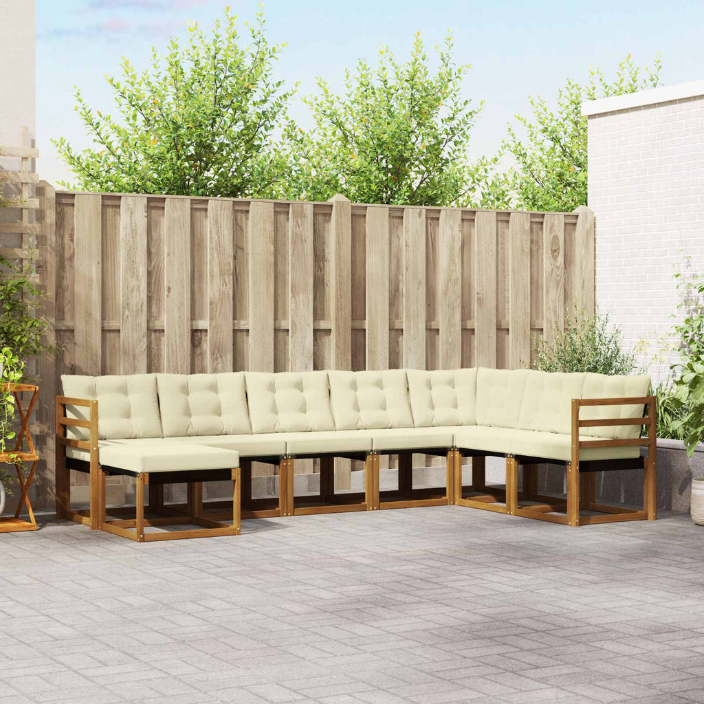 Outdoor-Sofagarnitur mit Kissen 8 pcs Natur und Creme
