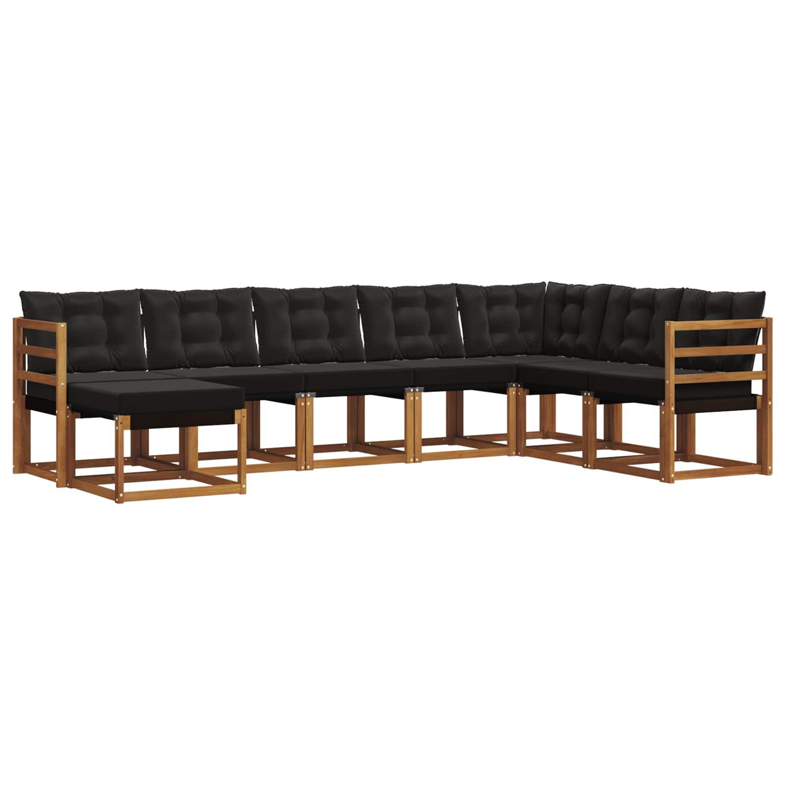 Outdoor-Sofagarnitur mit Kissen 8 pcs Natürlich und Schwarz