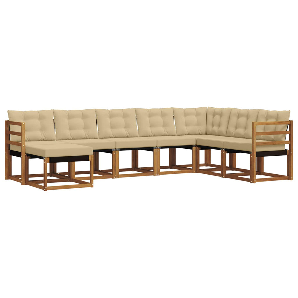 Outdoor-Sofagarnitur mit Kissen 8 pcs Natur und Beige