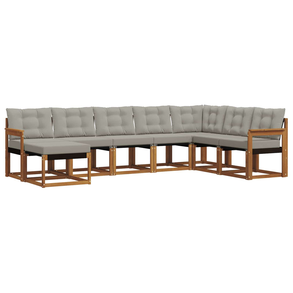 Outdoor-Sofagarnitur mit Kissen 8 pcs Natürlich und Hellgrau