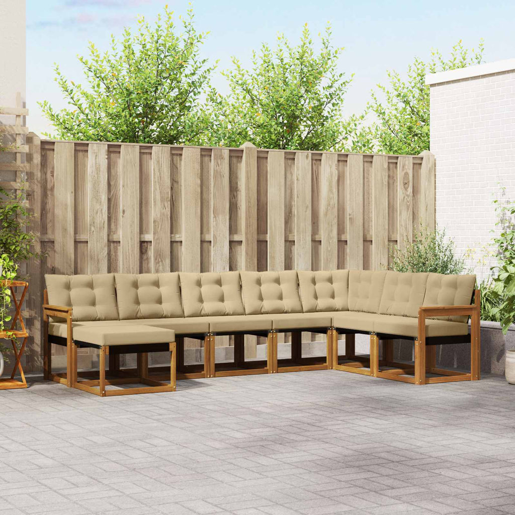 Outdoor-Sofagarnitur mit Kissen 8 pcs Natur und Beige