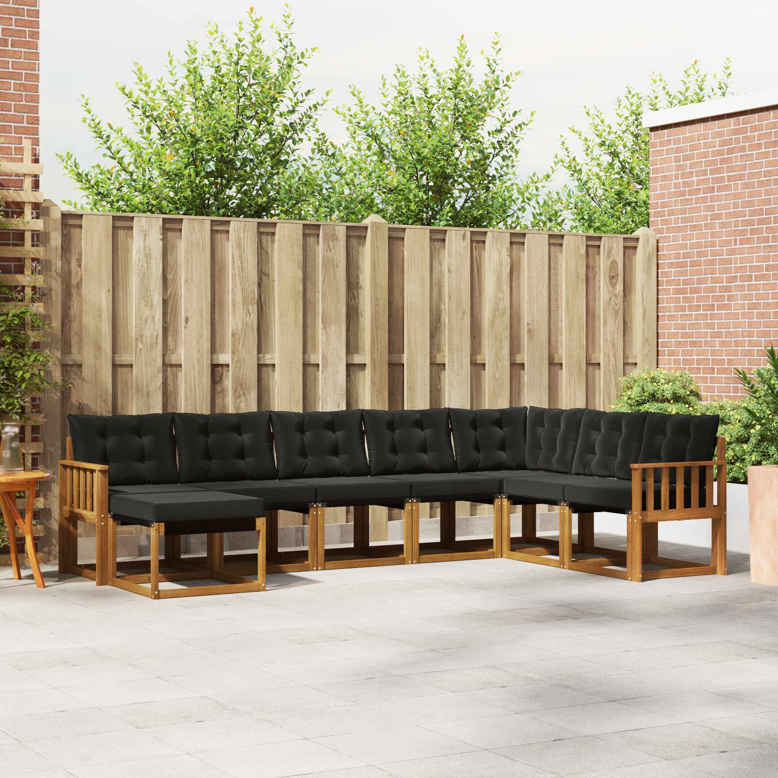 Outdoor-Sofagarnitur mit Kissen 8 pcs Natürlich und Schwarz
