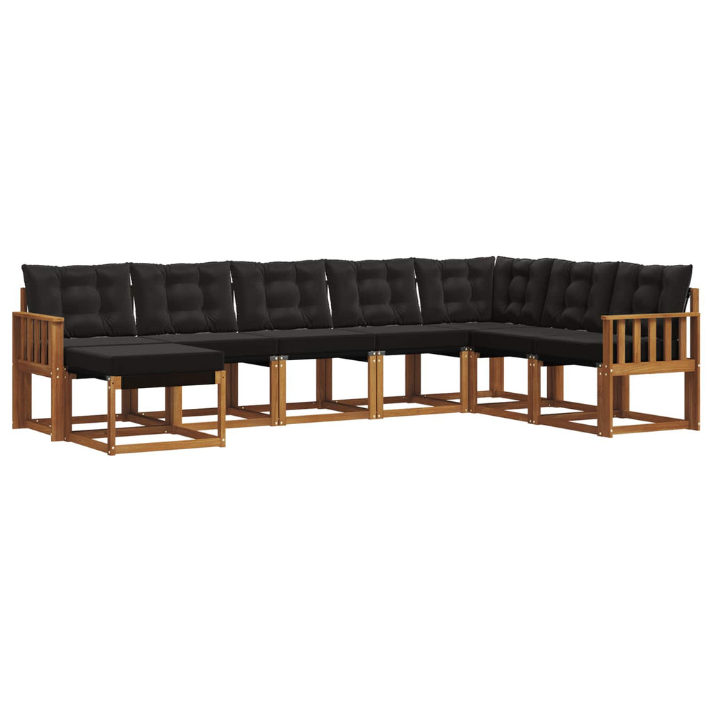Outdoor-Sofagarnitur mit Kissen 8 pcs Natürlich und Schwarz