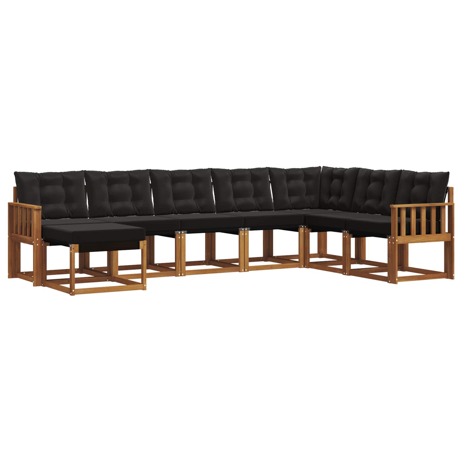 Outdoor-Sofagarnitur mit Kissen 8 pcs Natürlich und Schwarz