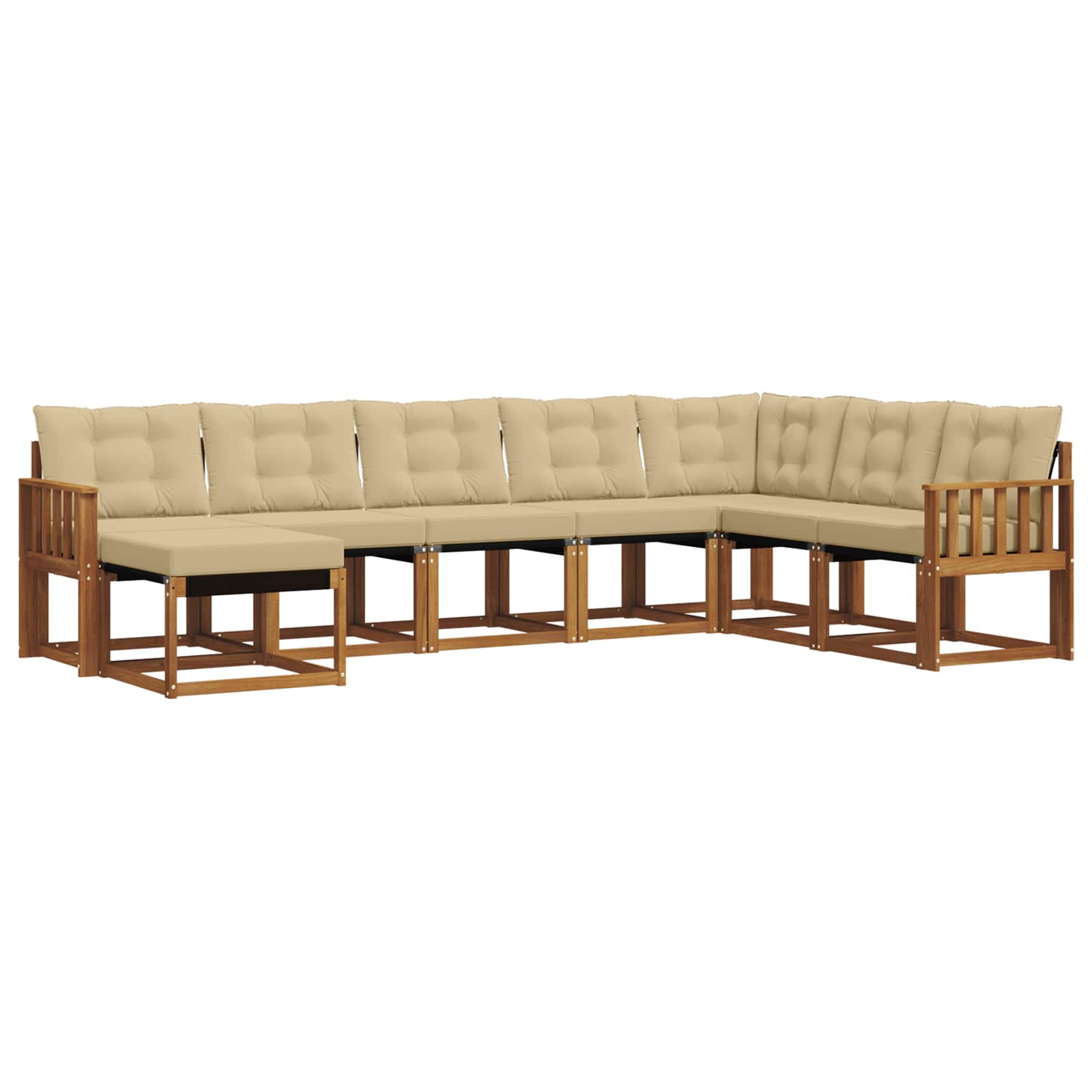 Outdoor-Sofagarnitur mit Kissen 8 pcs Natur und Beige