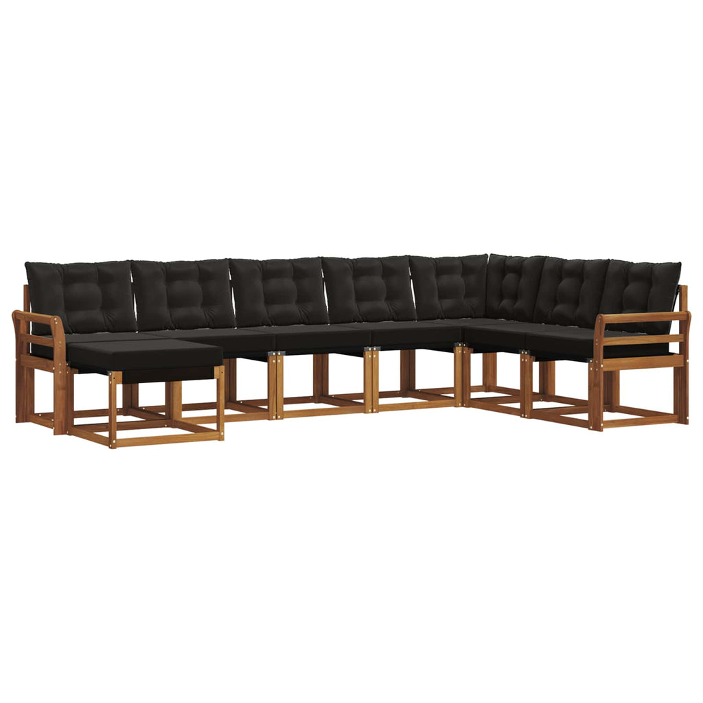 Outdoor-Sofagarnitur mit Kissen 8 pcs Natürlich und Schwarz