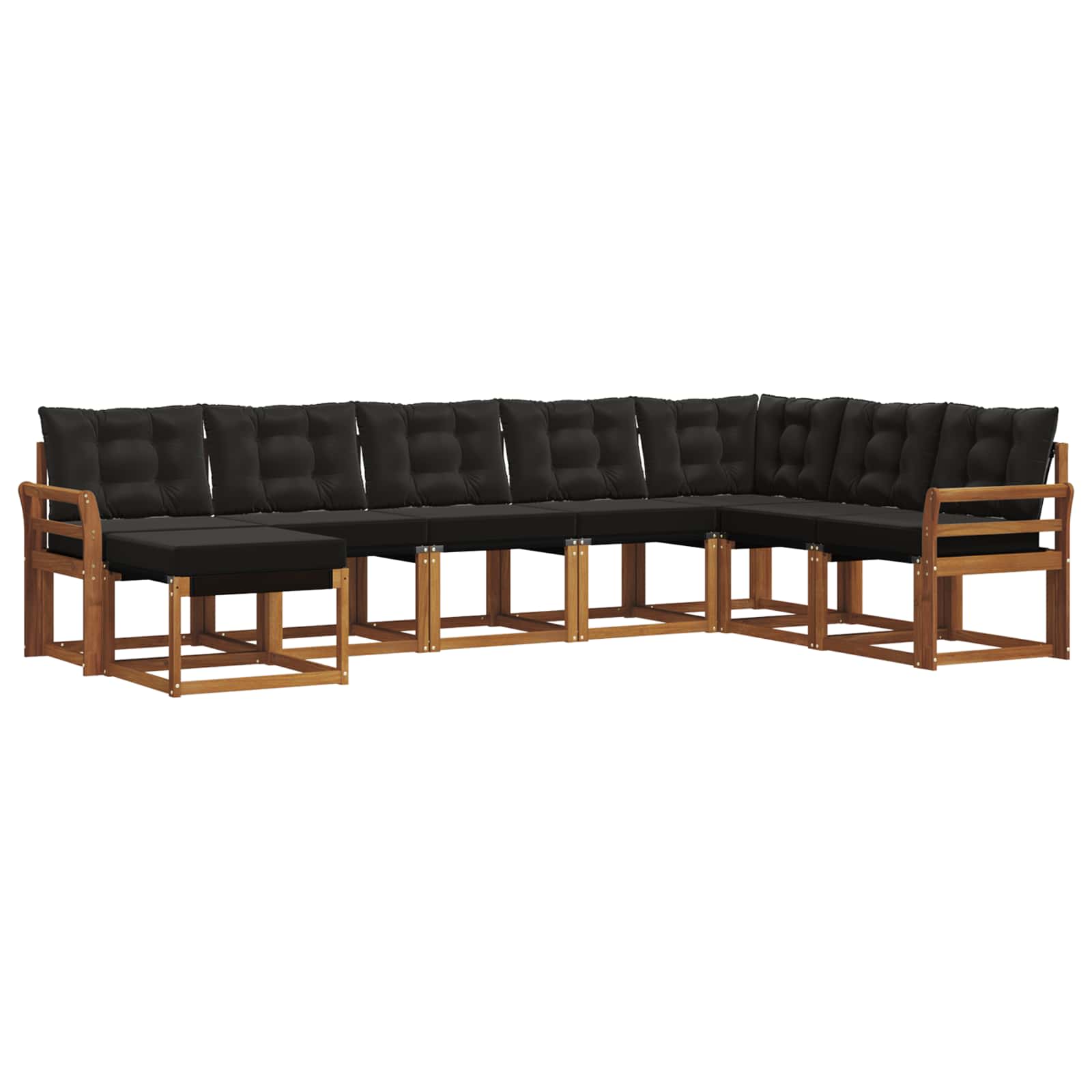 Outdoor-Sofagarnitur mit Kissen 8 pcs Natürlich und Schwarz
