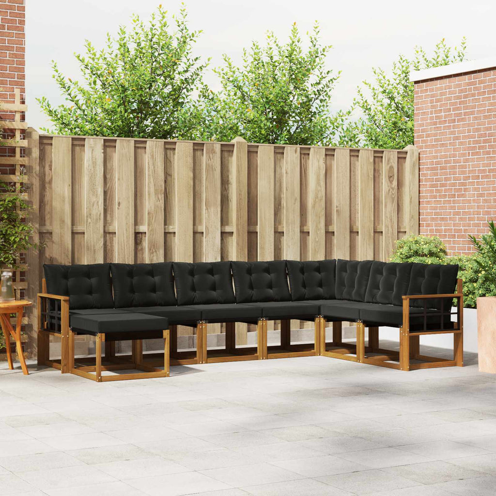 Outdoor-Sofagarnitur mit Kissen 8 pcs Natürlich und Schwarz