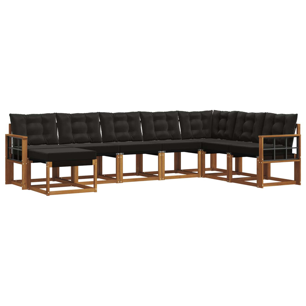 Outdoor-Sofagarnitur mit Kissen 8 pcs Natürlich und Schwarz