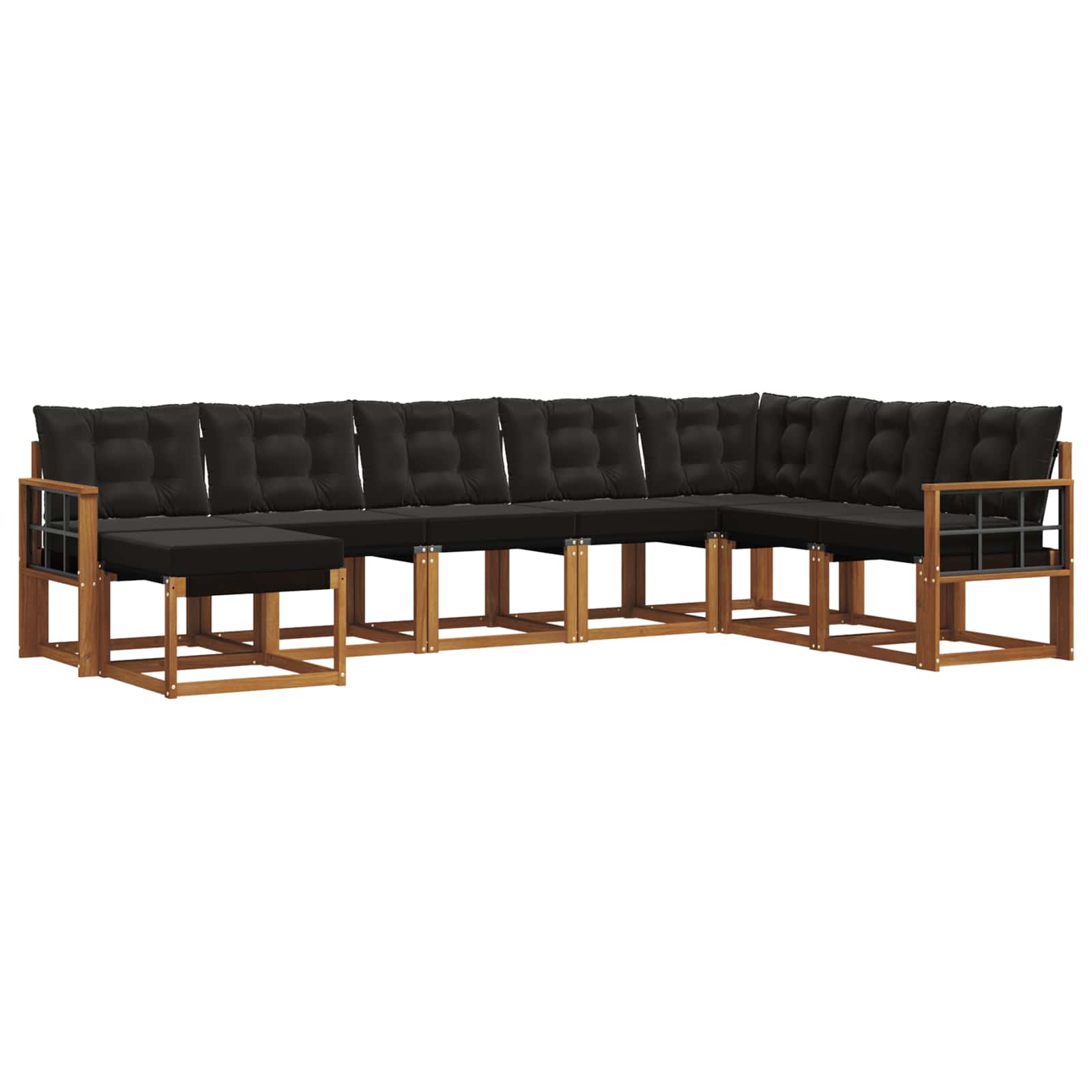 Outdoor-Sofagarnitur mit Kissen 8 pcs Natürlich und Schwarz