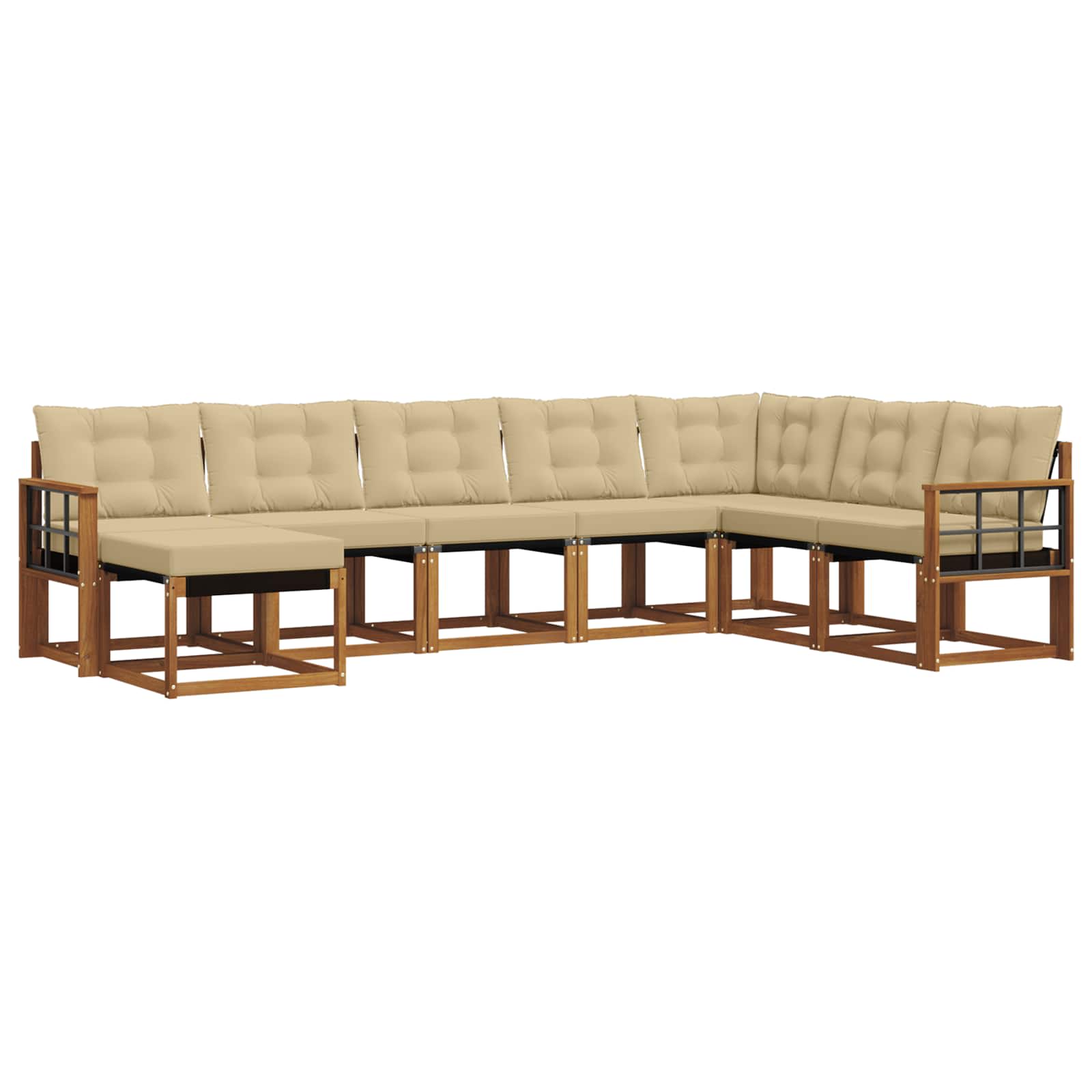 Outdoor-Sofagarnitur mit Kissen 8 pcs Natur und Beige