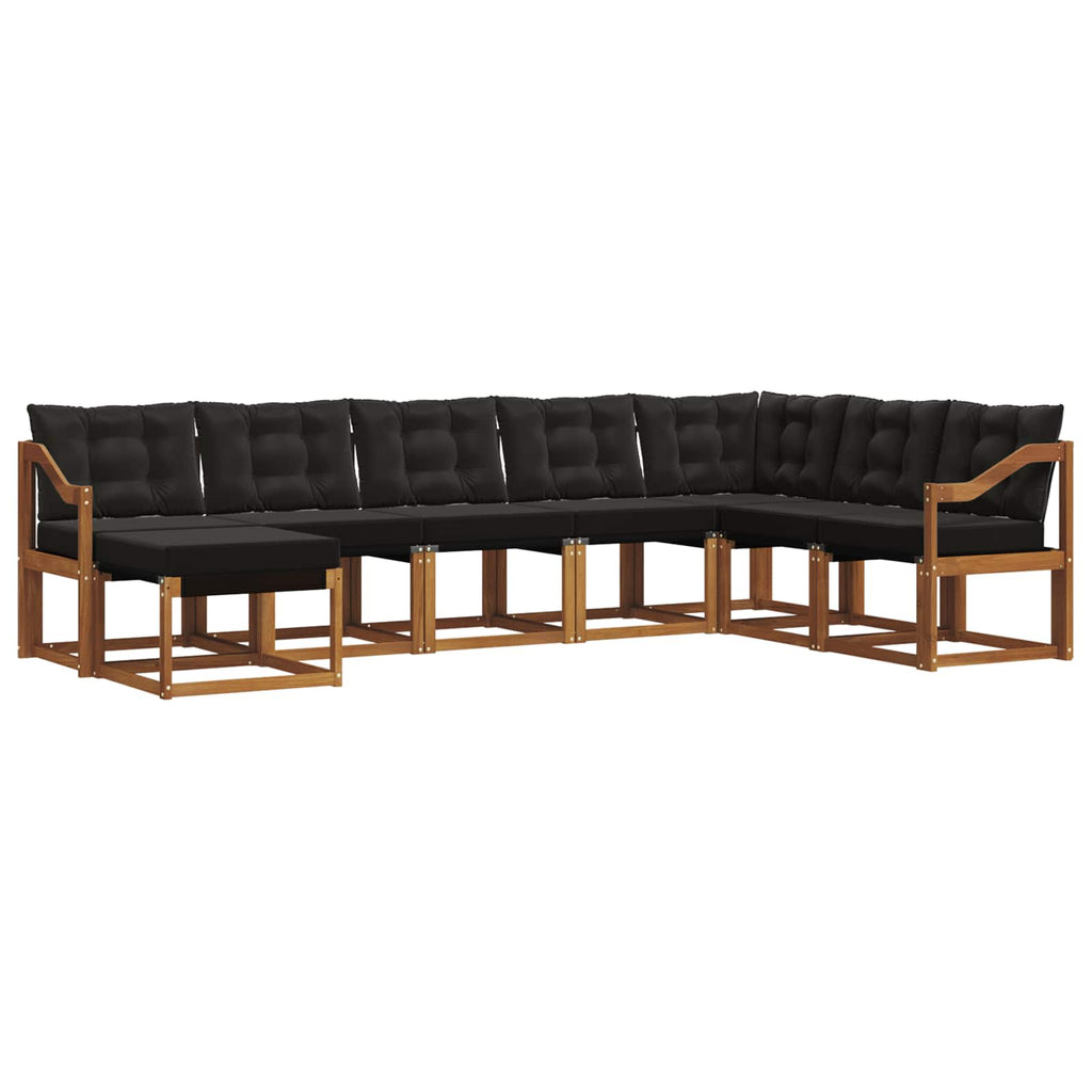 Outdoor-Sofagarnitur mit Kissen 8 pcs Natürlich und Schwarz