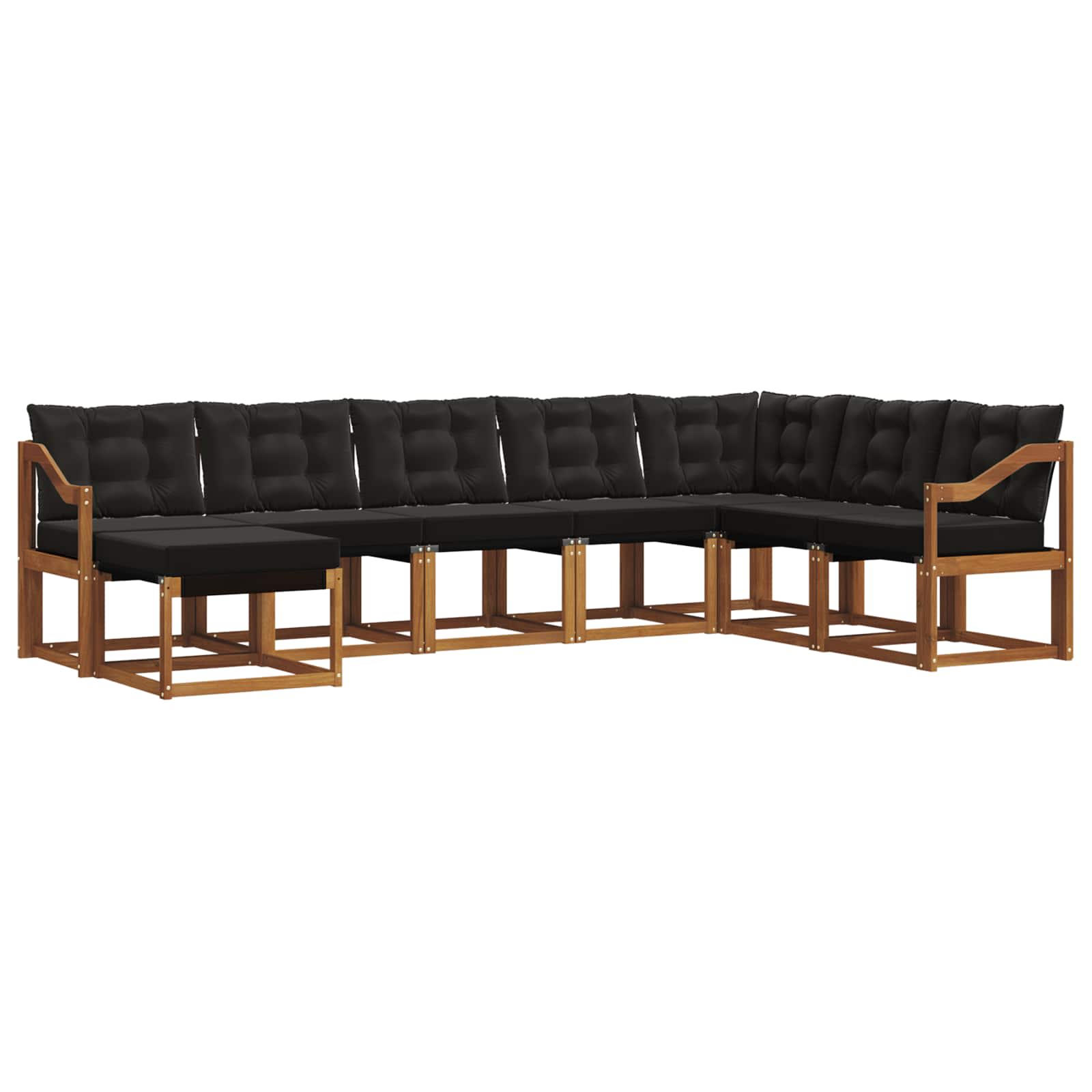 Outdoor-Sofagarnitur mit Kissen 8 pcs Natürlich und Schwarz