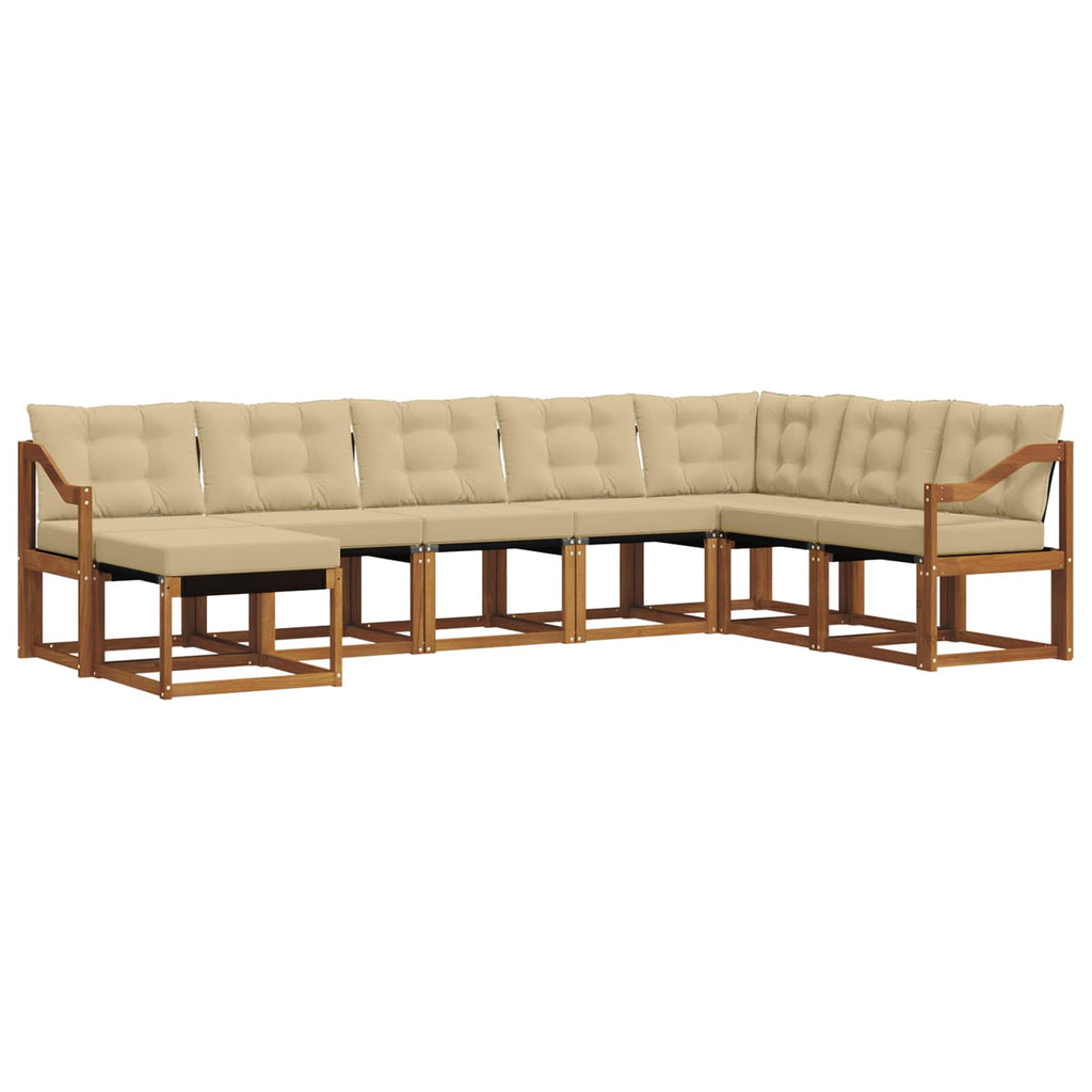 Outdoor-Sofagarnitur mit Kissen 8 pcs Natur und Beige