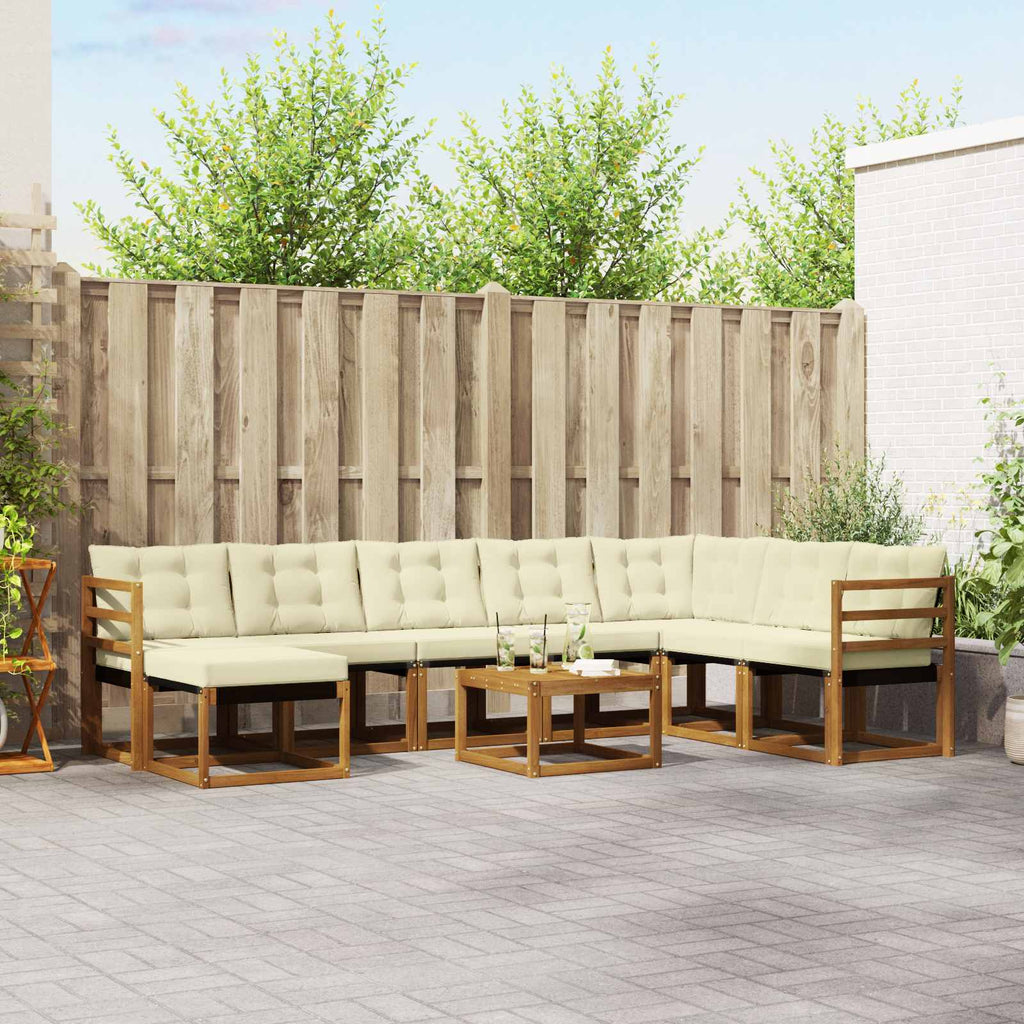 Outdoor-Sofagarnitur mit Kissen 9 pcs Natur und Creme