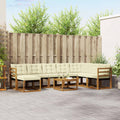 Outdoor-Sofagarnitur mit Kissen 9 pcs Natur und Creme