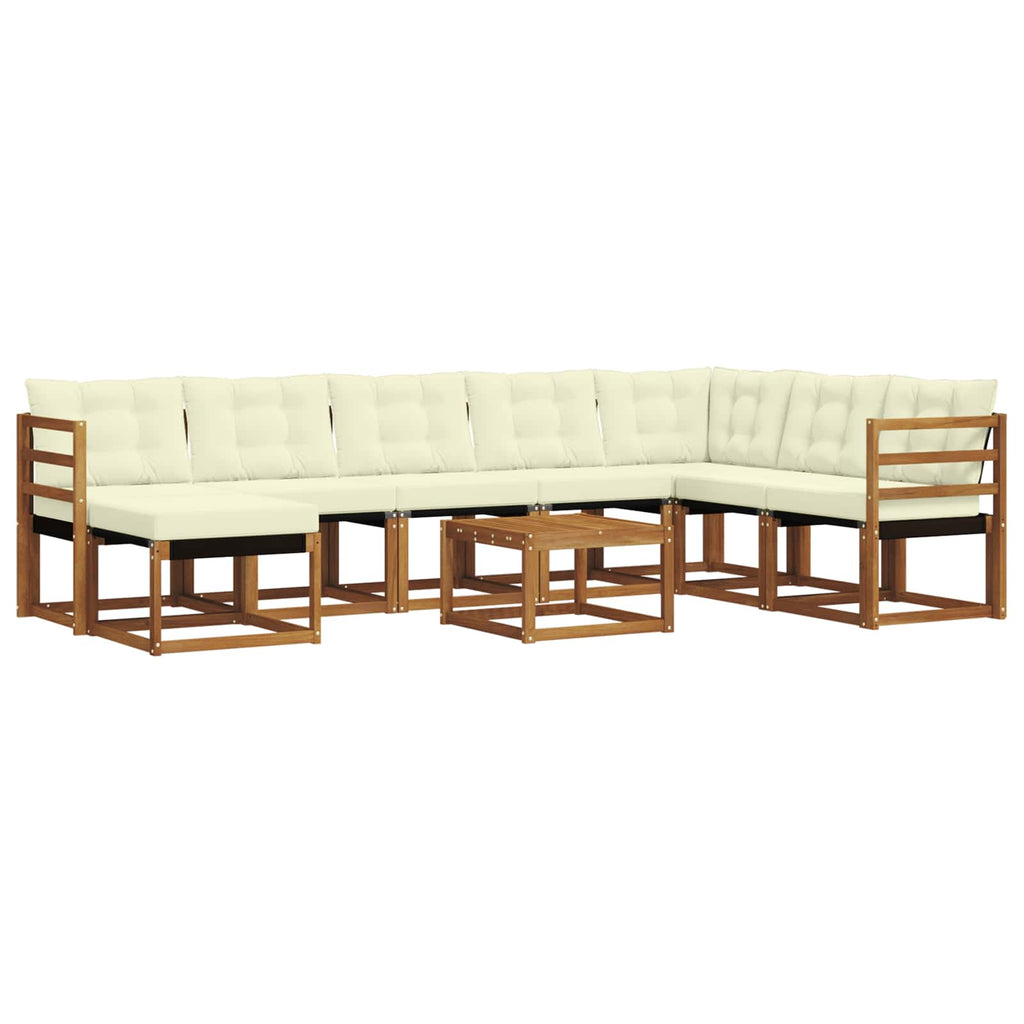 Outdoor-Sofagarnitur mit Kissen 9 pcs Natur und Creme