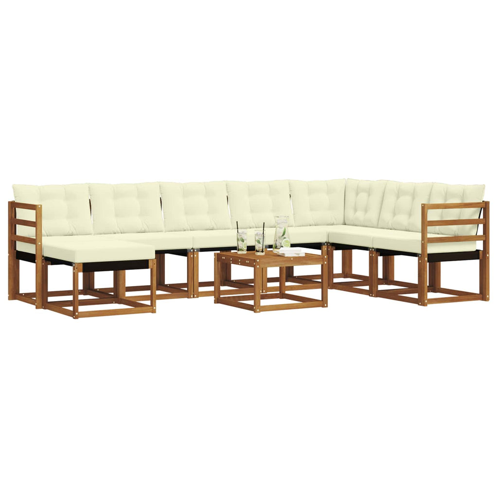 Outdoor-Sofagarnitur mit Kissen 9 pcs Natur und Creme