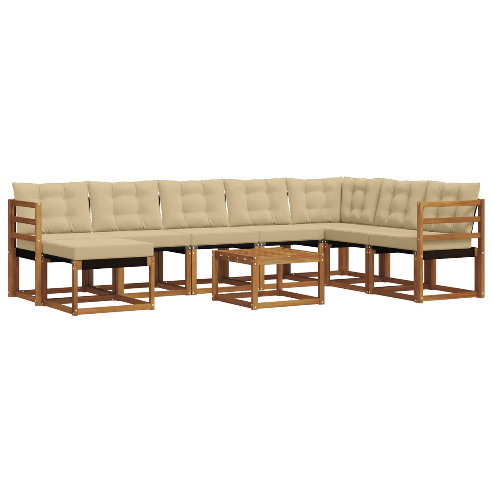 Outdoor-Sofagarnitur mit Kissen 9 pcs Natur und Beige