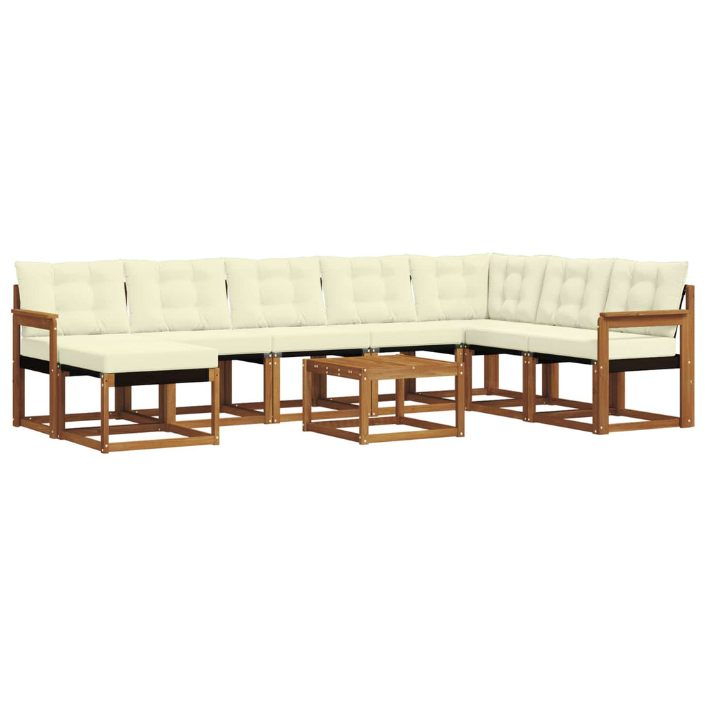 Outdoor-Sofagarnitur mit Kissen 9 pcs Natur und Creme