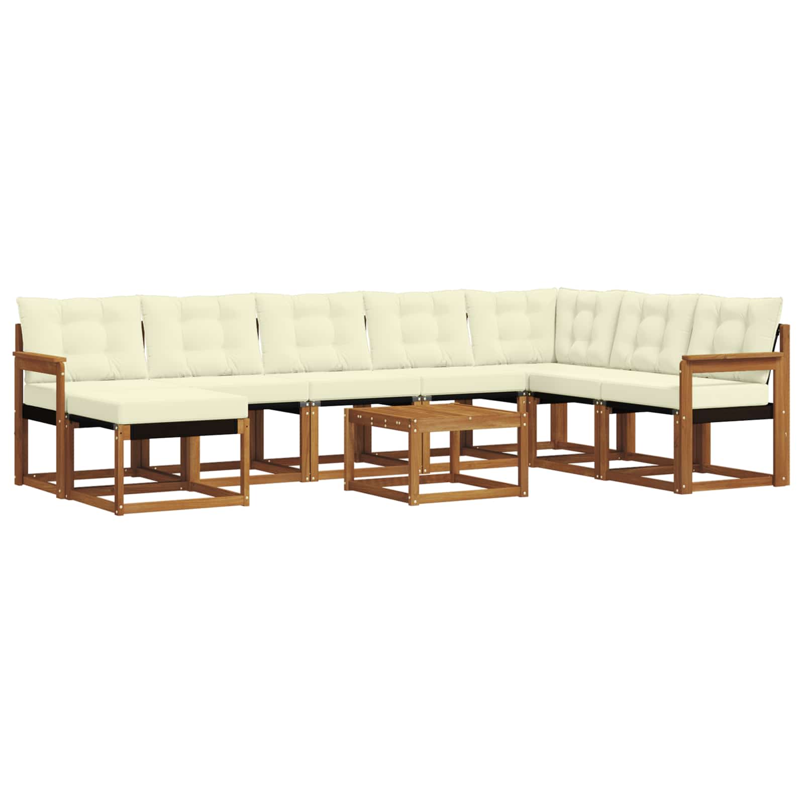Outdoor-Sofagarnitur mit Kissen 9 pcs Natur und Creme